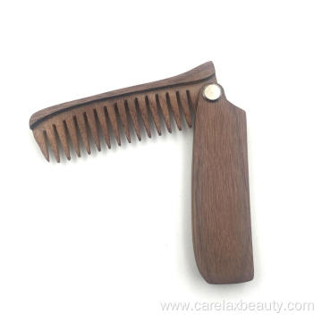 sandalwood pocket folding wooden beard comb